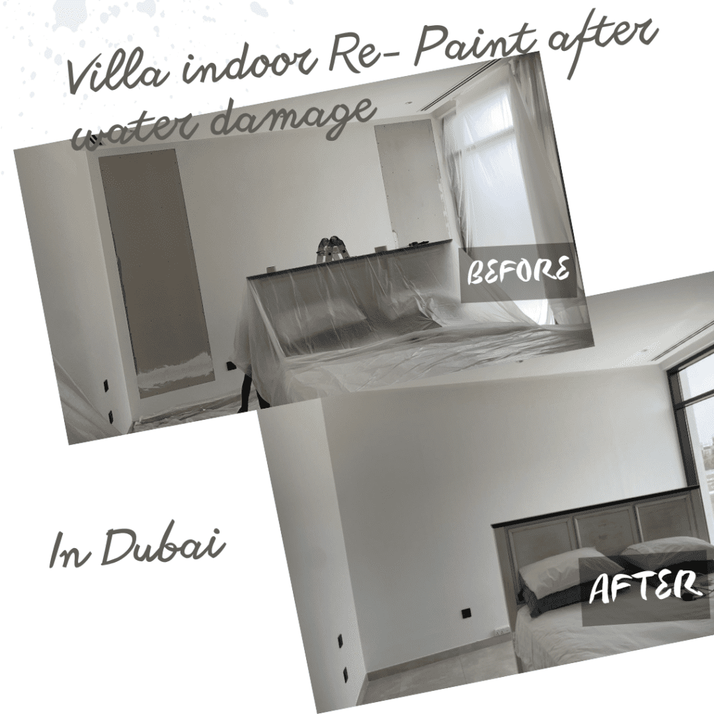 Re-paint after water damage in a villa in Dubai
