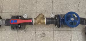 Image of Large Scale Plumibing on commerical site with Valves and pressure guages